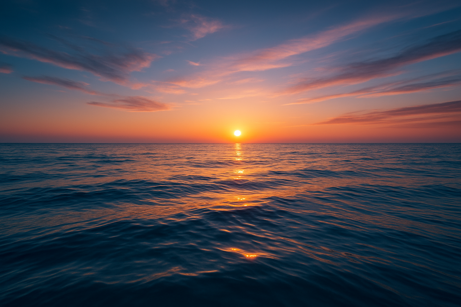 Tranquil ocean at sunset with glowing reflections symbolizing intuition, inner calm, and spiritual awareness
